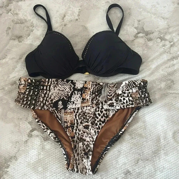 Bleu Rod Beattie Underwired Bikini Top Size 36D and Hipster Sarong Bottom Sz 10 - Picture 7 of 9